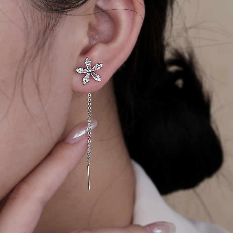 Boucles d'oreilles longues fleur de cristal pour femmes