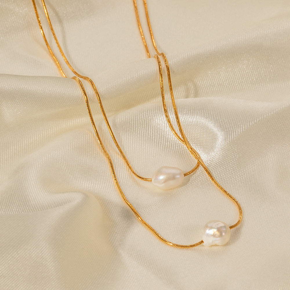 Freshwater Pearl Double-layer Non-fading Necklace