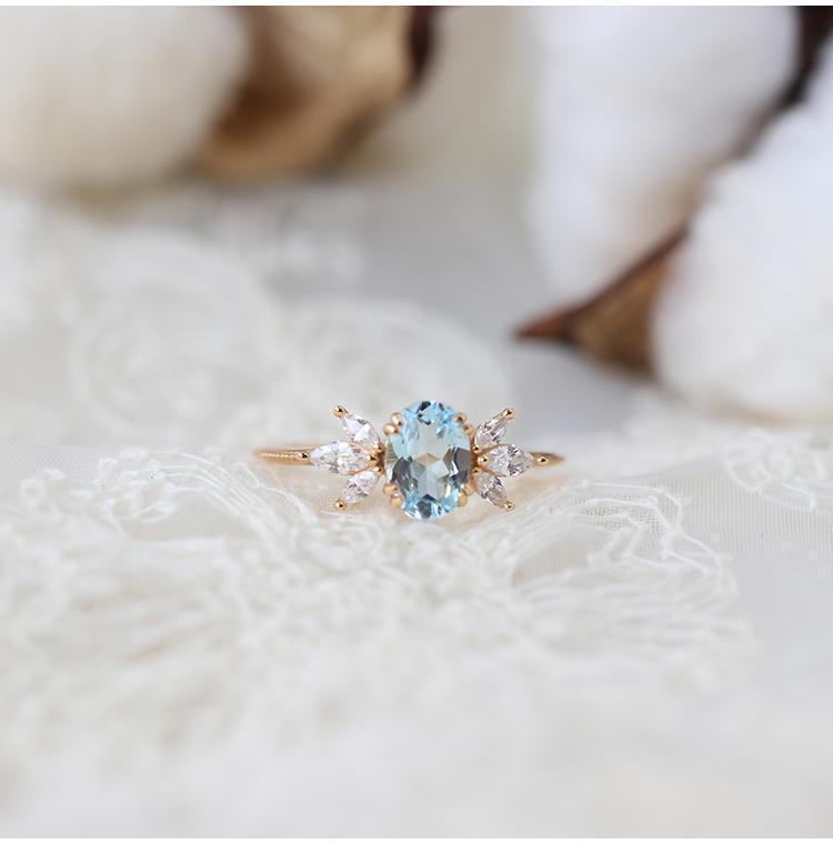 Anti-Sky Blue Topaz Ring For Women