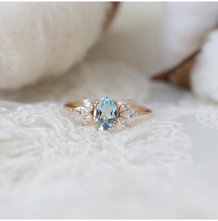 Anti-Sky Blue Topaz Ring For Women