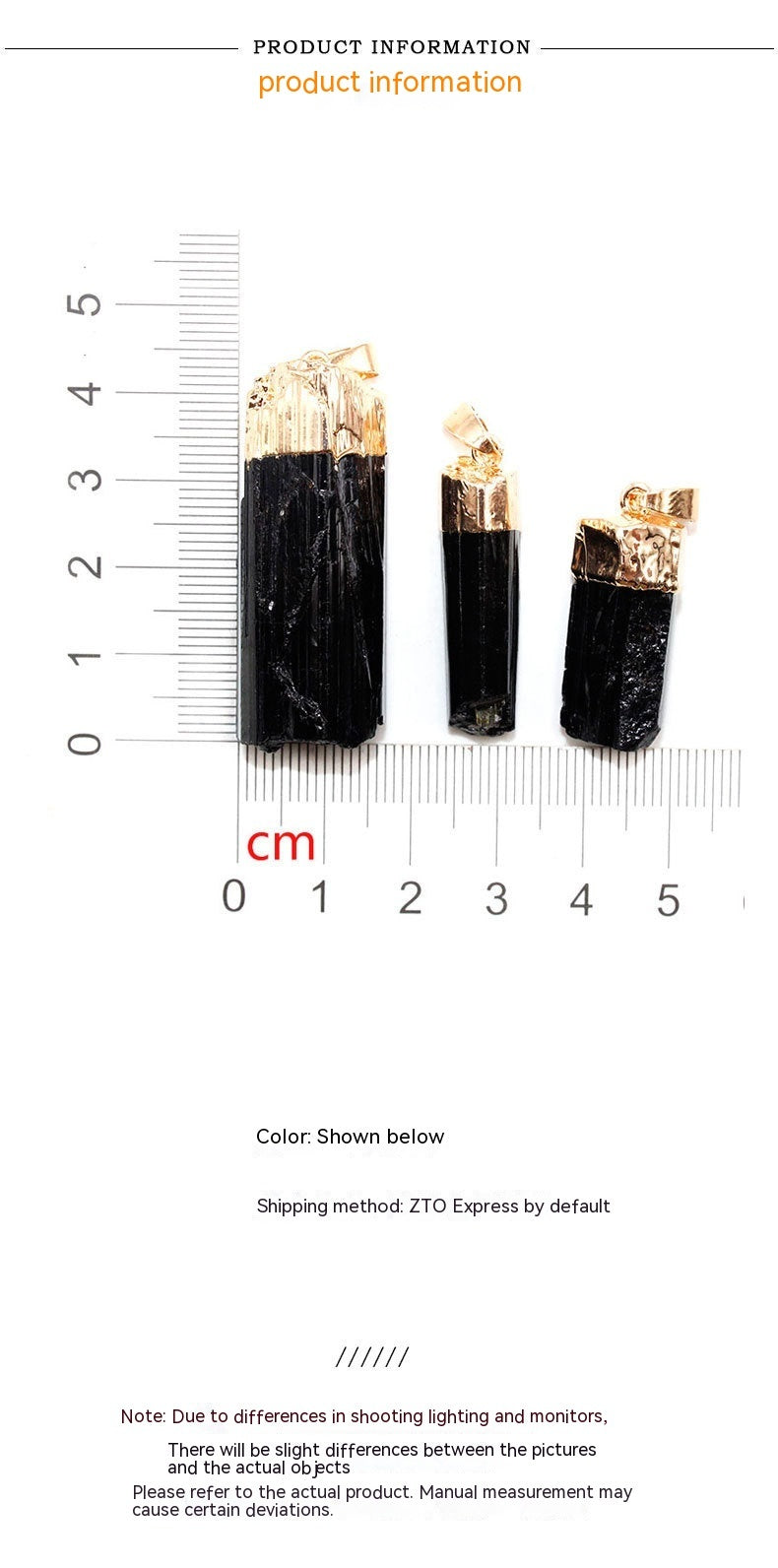 Colgante Schorl de Piedra Natural Irregular