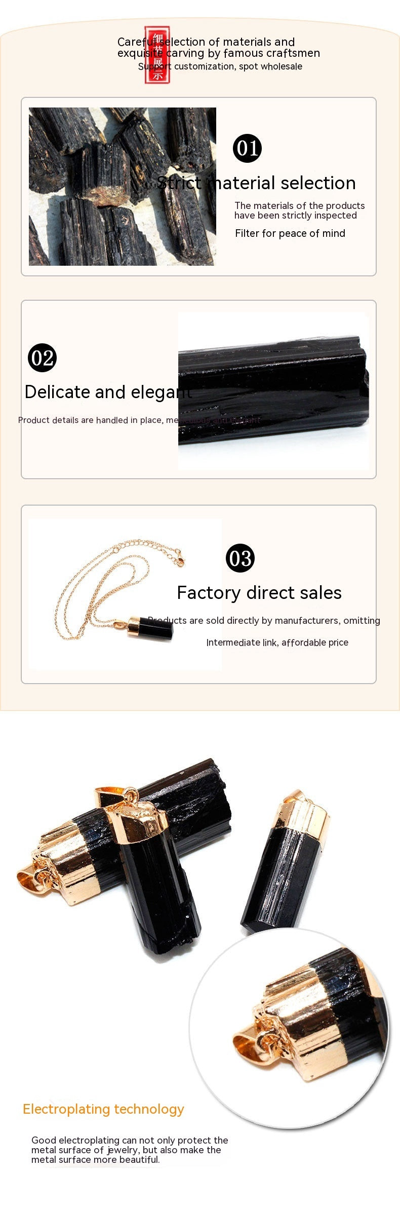 Colgante Schorl de Piedra Natural Irregular