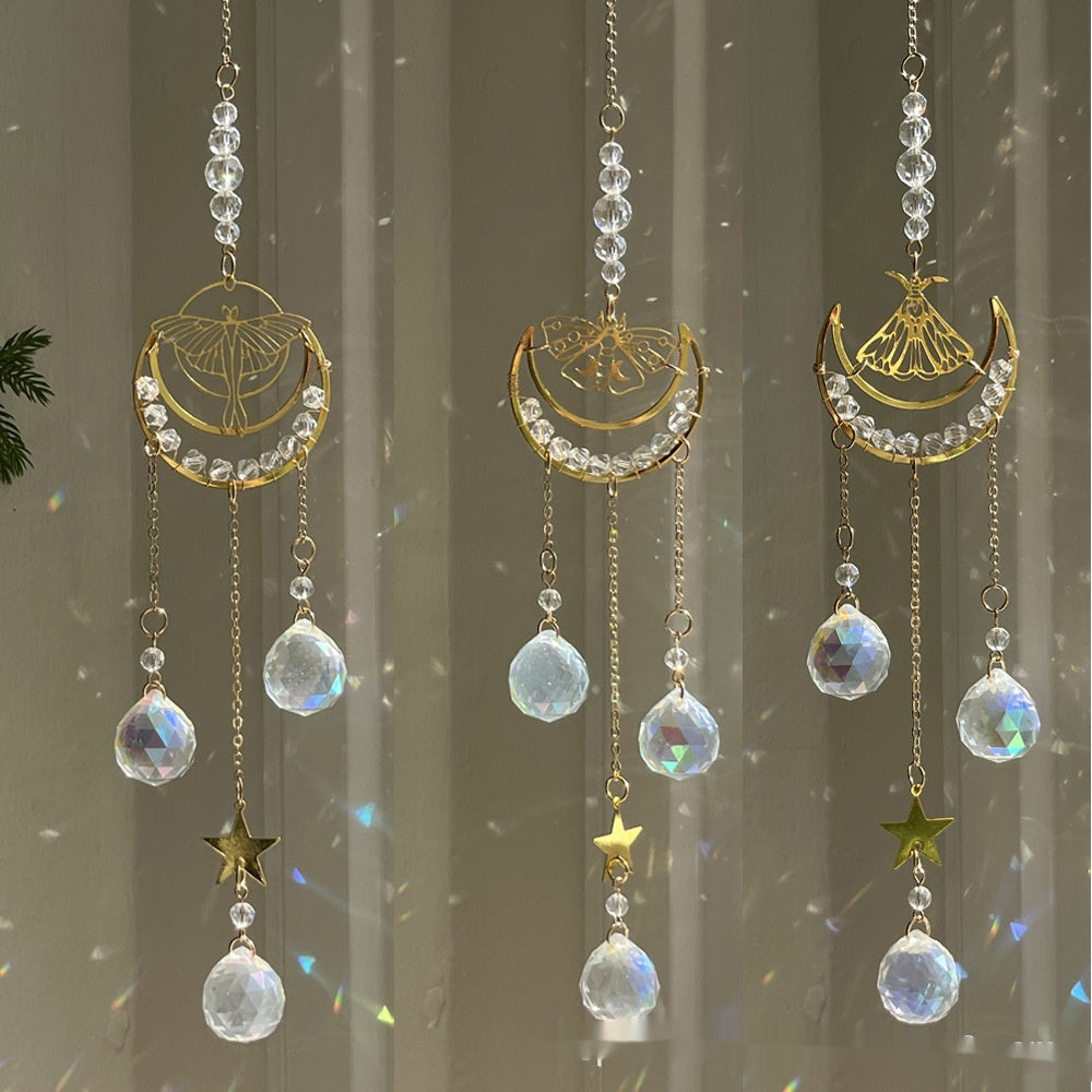 Magnifique pendentif lune papillon papillon attrape-soleil