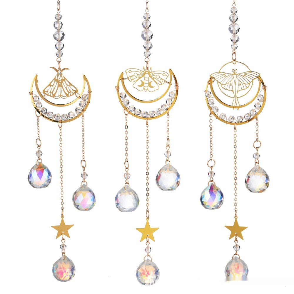 Magnifique pendentif lune papillon papillon attrape-soleil