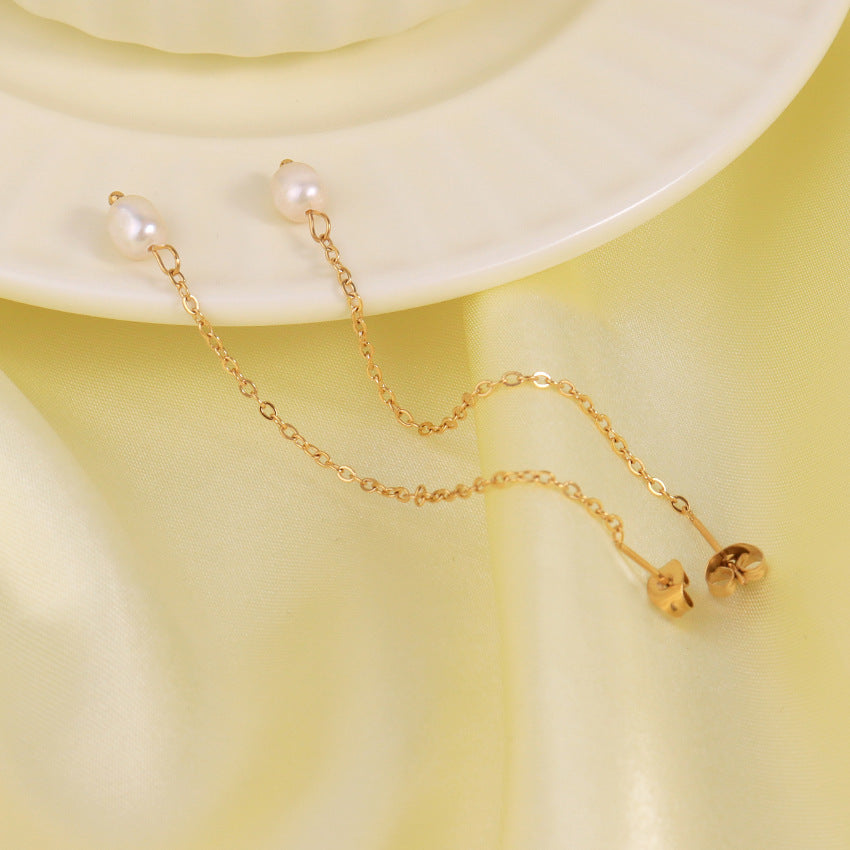 Pendientes de cadena de perlas barrocas naturales, clásicos, avanzados, de lujo, ligeros y de alta calidad