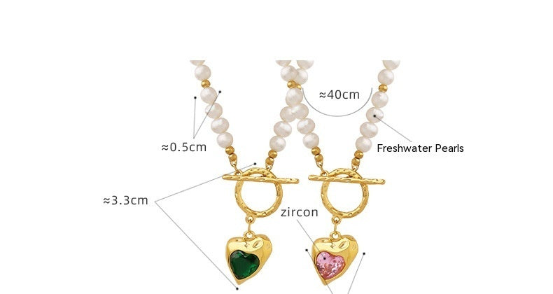 Women's Zircon Heart Shaped Love Titanium Steel Necklace
