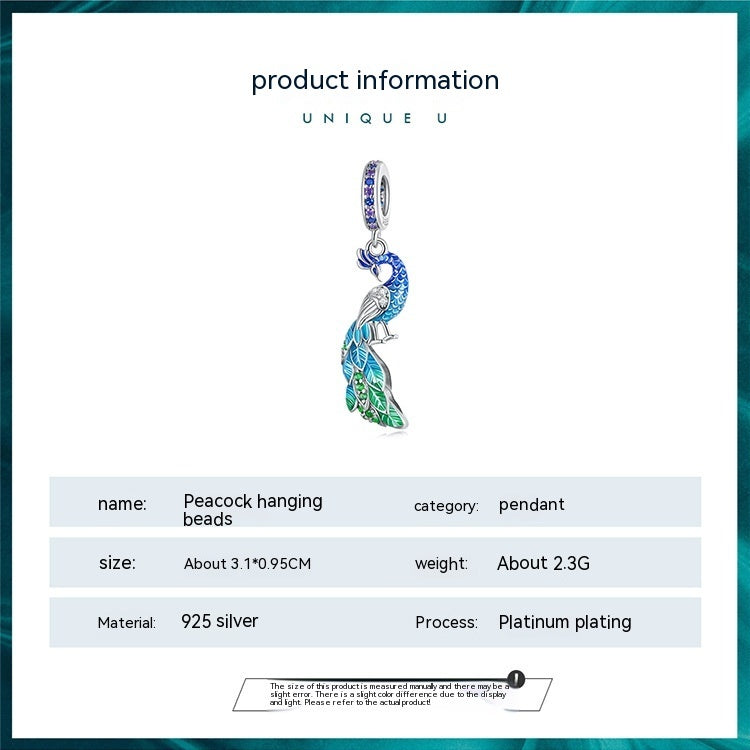 Dégradé goutte d'huile exquis Phoenix Bracelet à bricoler soi-même collier pendentif aile intelligente S925 argent perlé