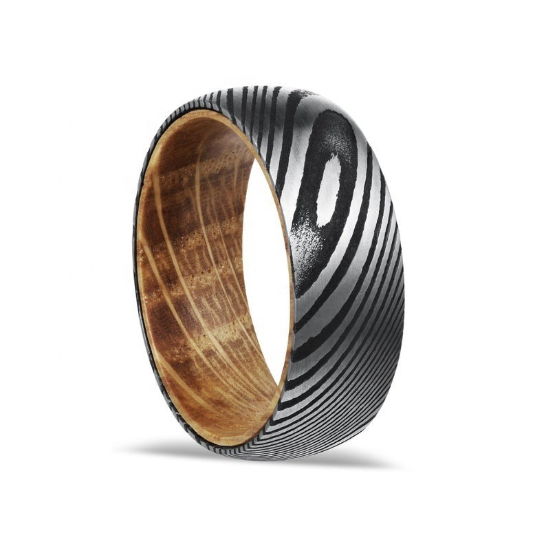 Anillo de hombre con asta de ciervo de cerámica gris