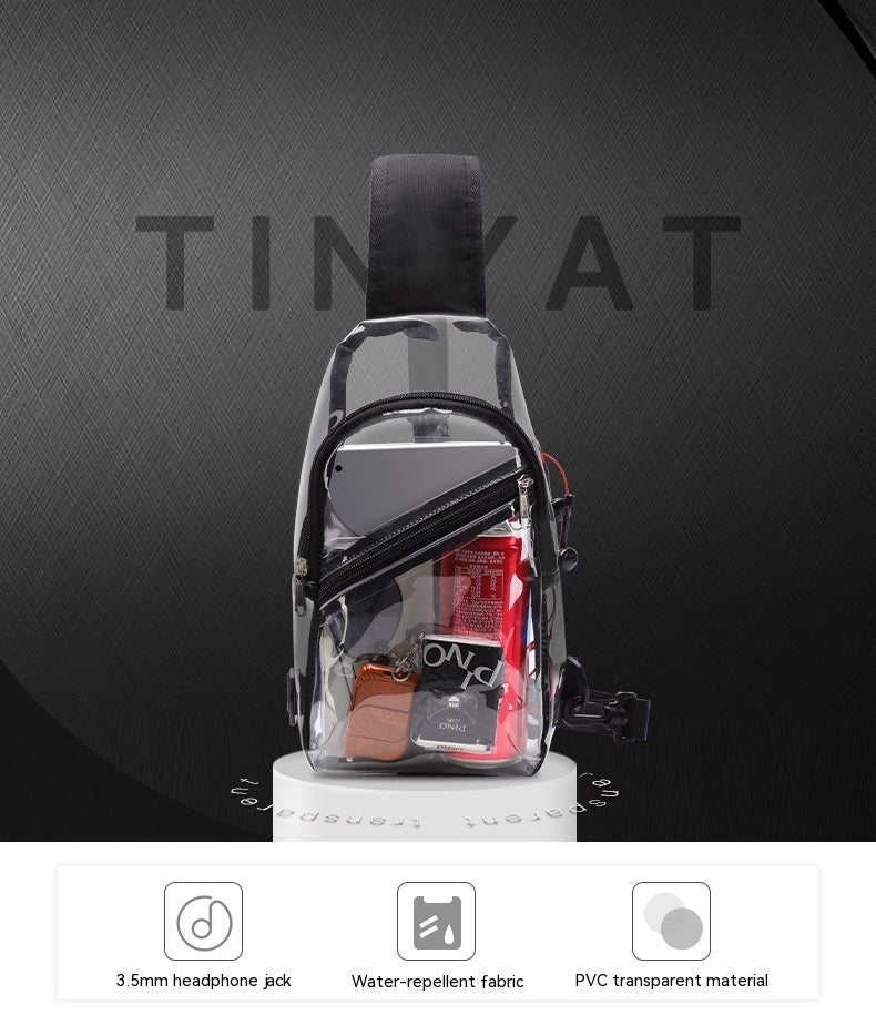 Bolso de pecho transparente impermeable de PVC para hombre