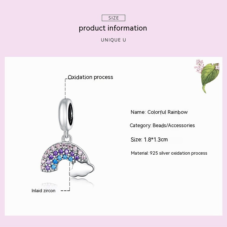 Accessoires d'ornements de pendentif en argent sterling S925 de couleur arc-en-ciel