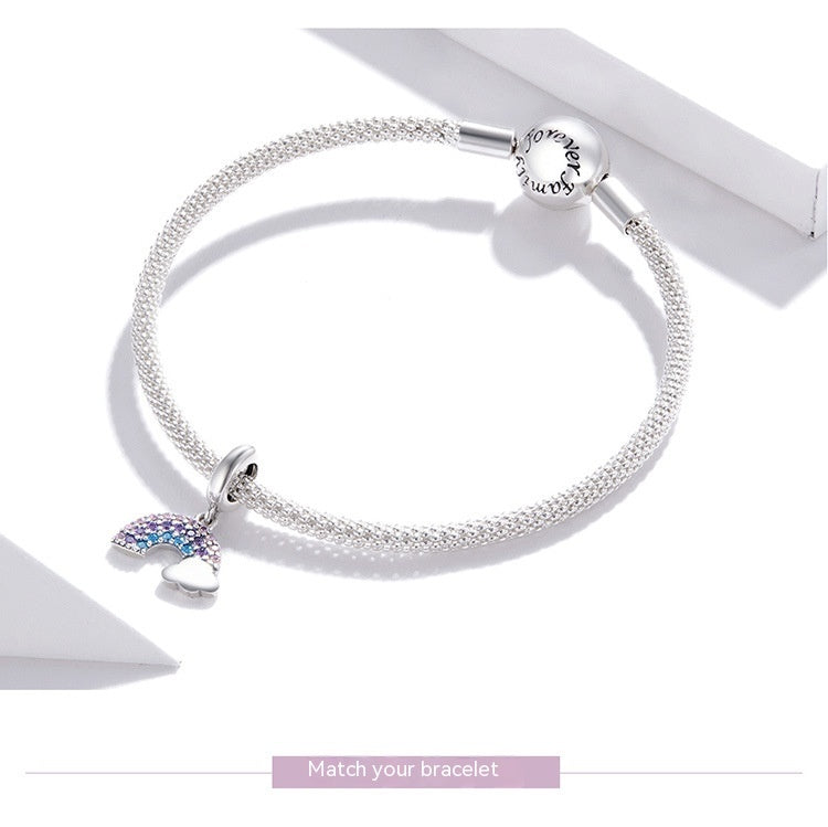 Accessoires d'ornements de pendentif en argent sterling S925 de couleur arc-en-ciel