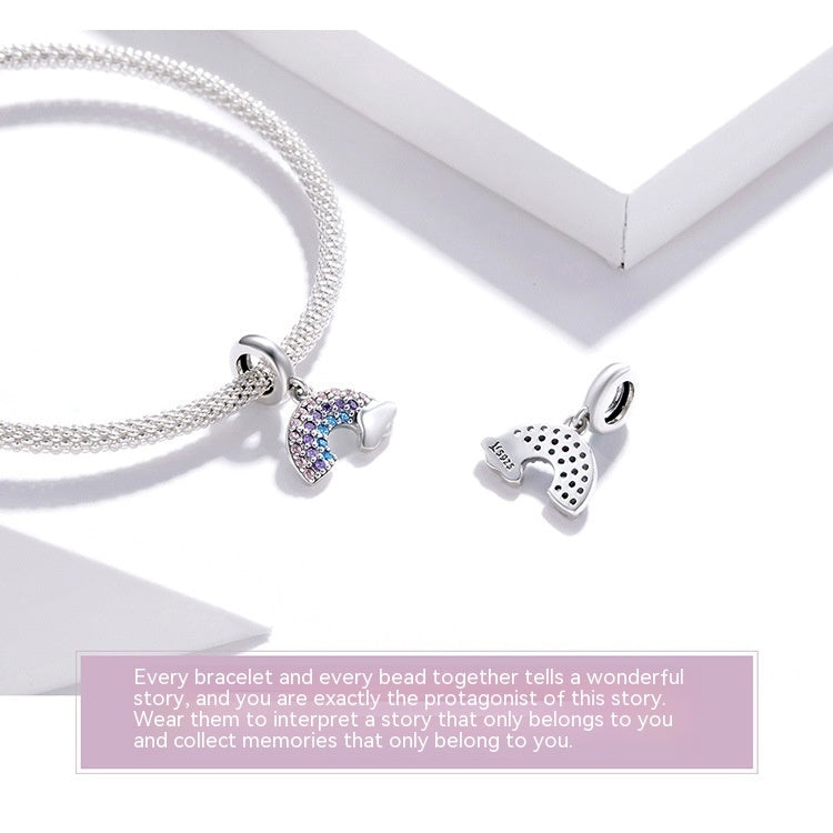 Accessoires d'ornements de pendentif en argent sterling S925 de couleur arc-en-ciel