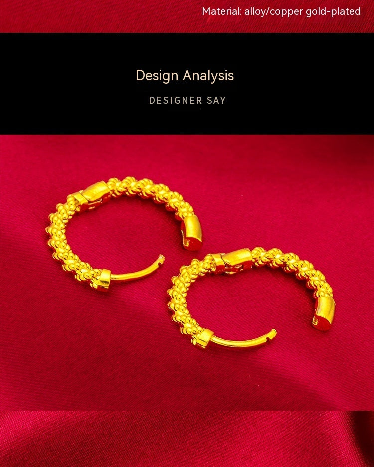 Boucles d'oreilles à crochet à motif fille en or alluvial pour femmes, boucles d'oreilles torsadées