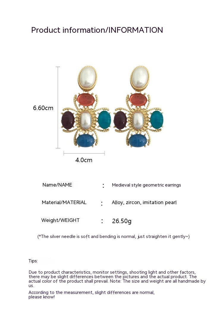 Clous d'oreilles géométriques de style antique en argent sterling exagérés