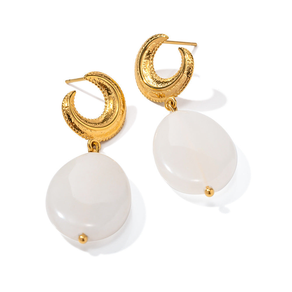 Boucles d'oreilles élégantes en forme de croissant ovale pour femme