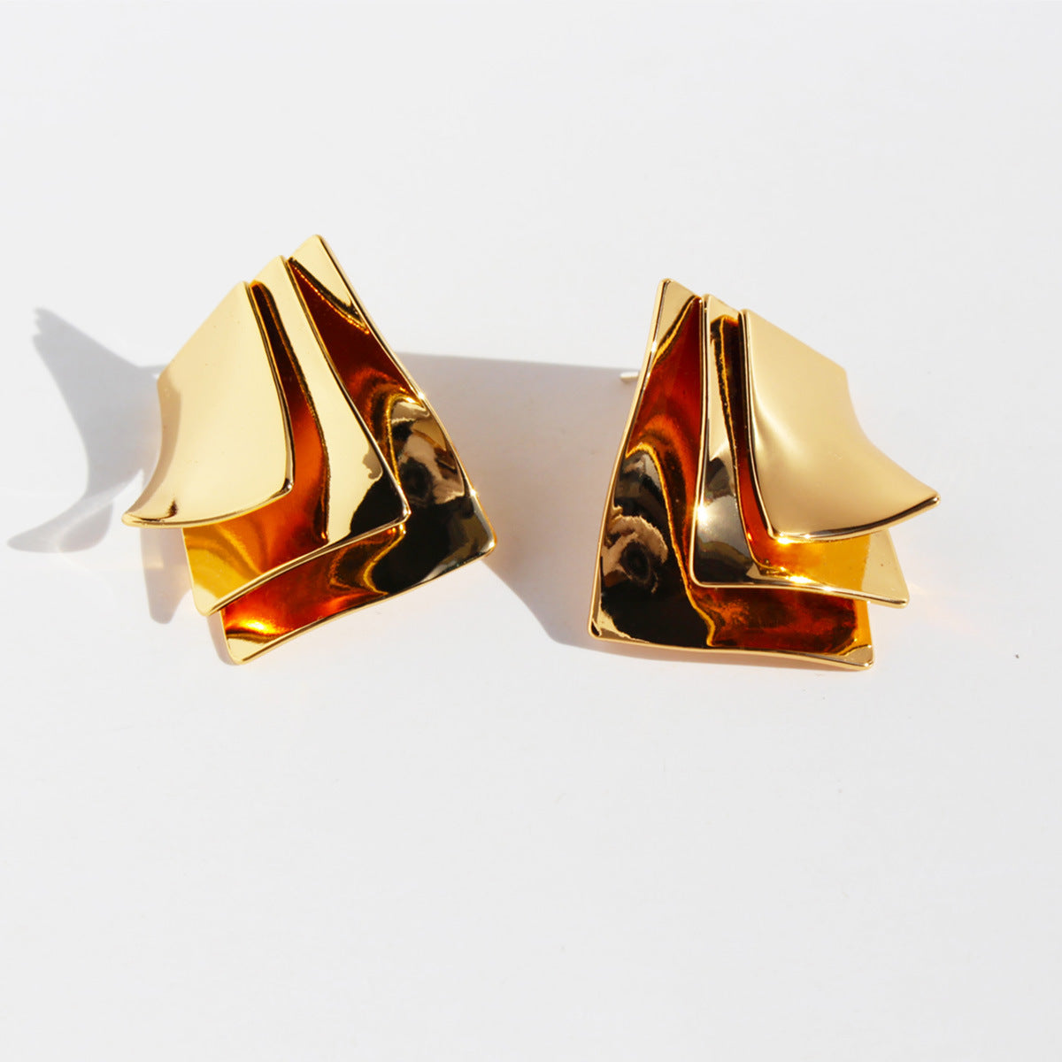 Pendientes De Espejo Multicapa Irregulares Exagerados Y Personalizados