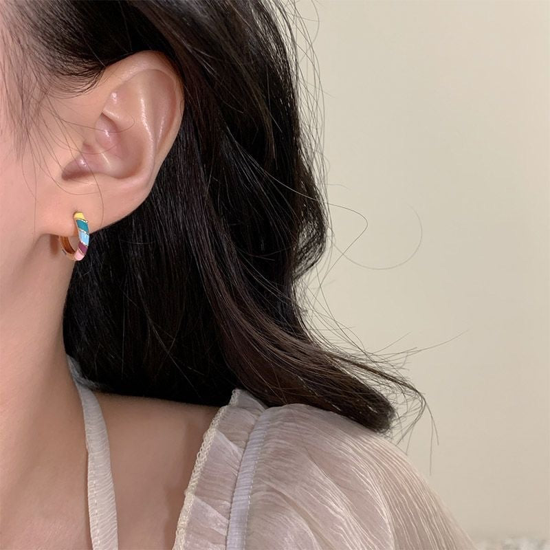 Colored Drip Glaze Enamel Round Ring Earrings