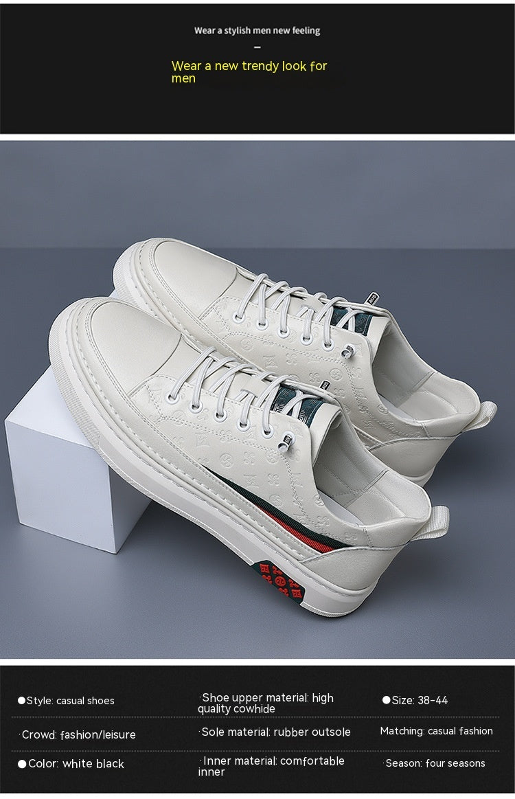 Chaussures de mode décontractées à fond souple pour hommes en peau de vache
