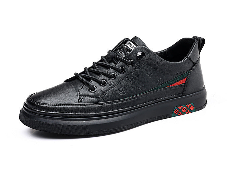 Chaussures de mode décontractées à fond souple pour hommes en peau de vache