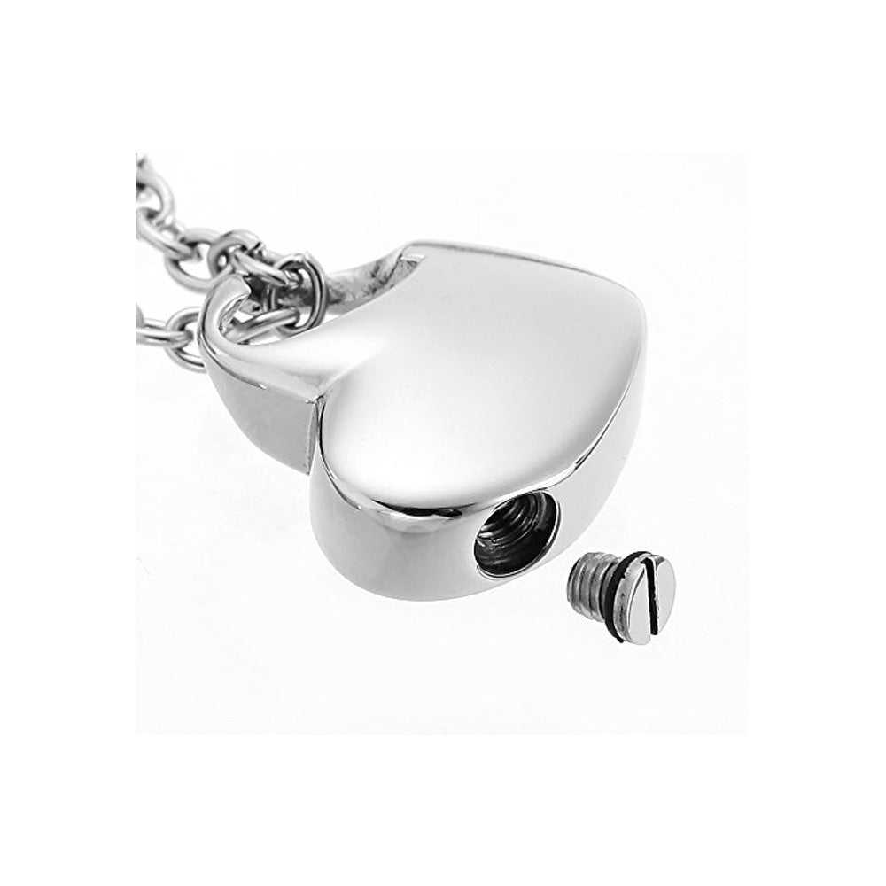 Collier commémoratif avec pendentif en forme de cœur en acier inoxydable