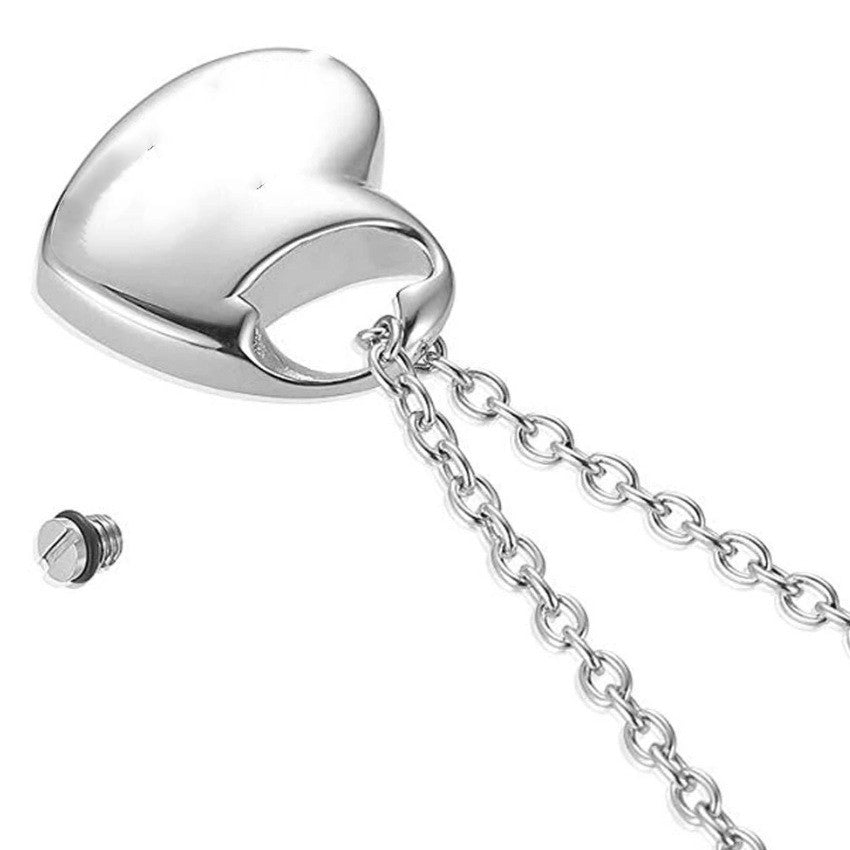 Collier commémoratif avec pendentif en forme de cœur en acier inoxydable