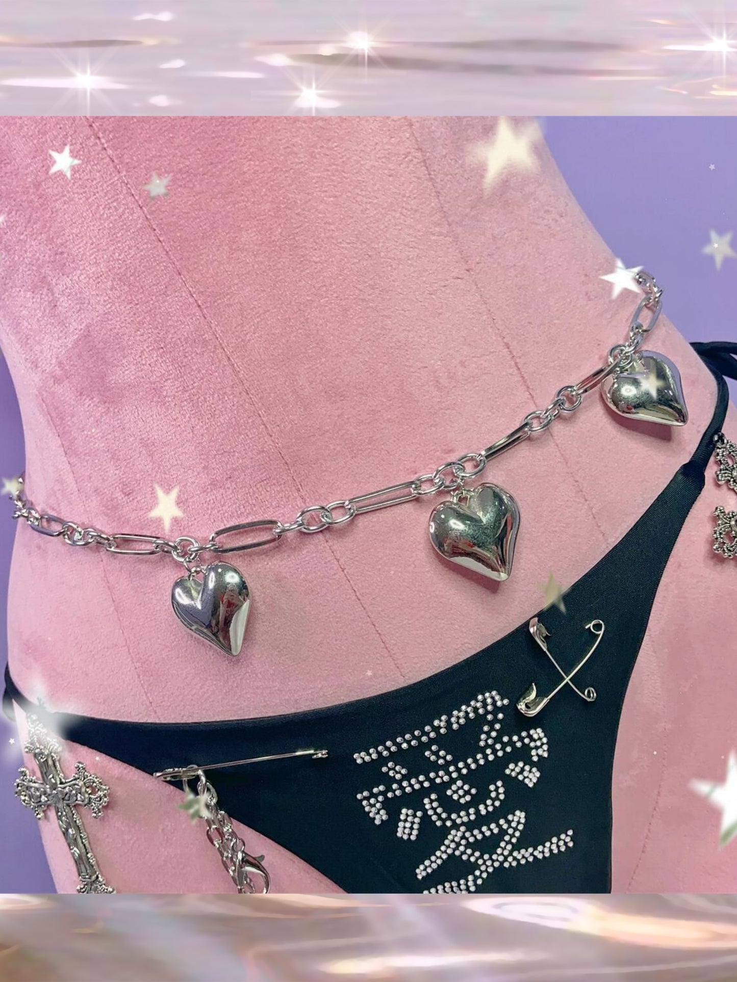 Asian Culture Love Phants Zipper Skirt Chain Waist Chain