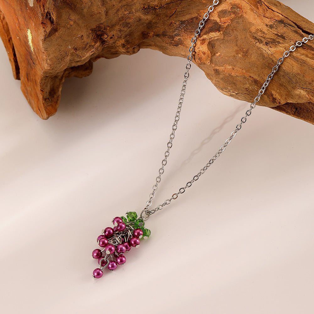 Pastoral Style Creative Grape Clavicle Chain Mori Style Purple Beaded