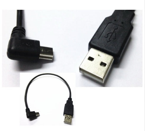 Câble USB Mini 5 broches 5P à angle droit mâle vers USB 2.0 A mâle, câble de chargeur d'alimentation de 0.2m pour Chromecast