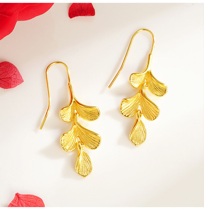 Women's Copper Apricot Leaf Eardrops