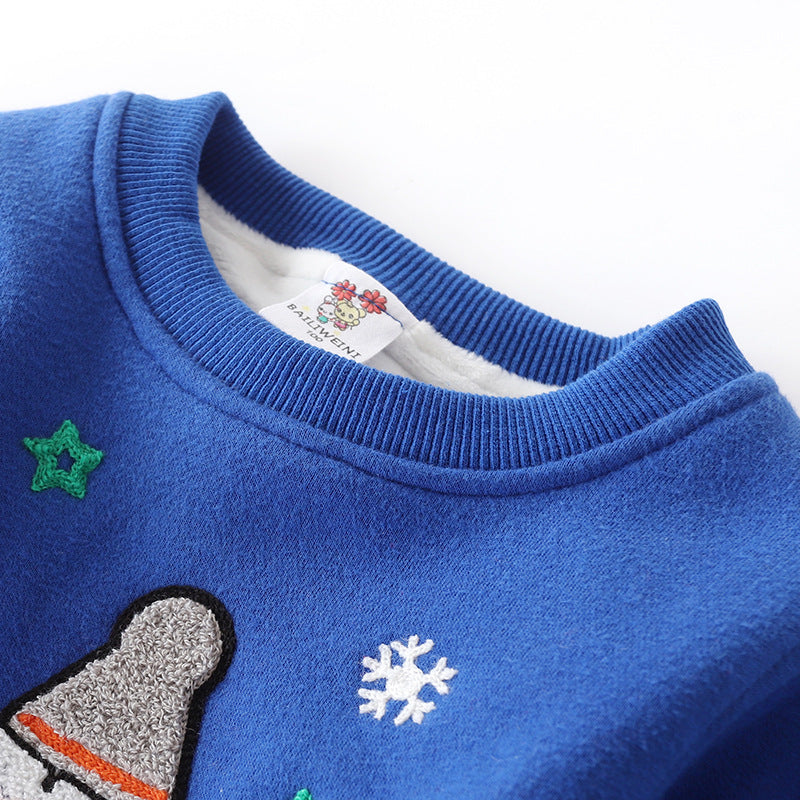 Bonhomme de neige de Noël et pull bébé rembourré en velours