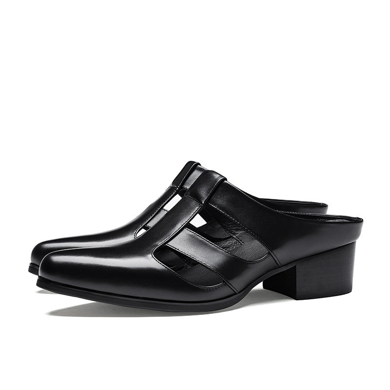 Ropa exterior de verano Zapatillas de cuero auténtico con punta estrecha Zapatillas de cuero con punta cerrada Hombres