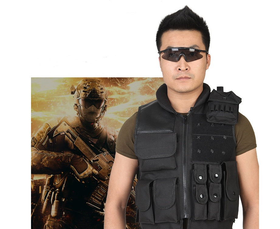 Gilet tactique noir pour hommes, gilet de chasse militaire