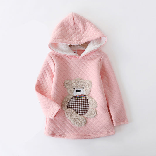 Pull enfant veste à capuche brodée ours