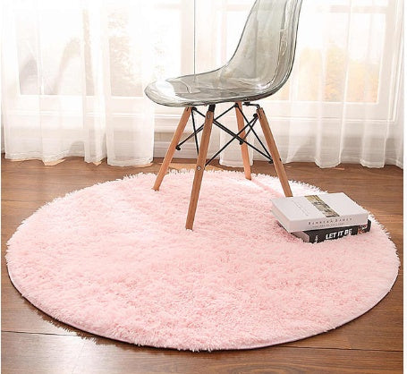 Tapis rond moelleux en fausse fourrure pour décoration de salon, Long tapis en peluche pour chambre d'enfants, tapis moderne à poils longs
