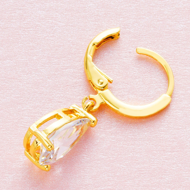 Boucles d'oreilles en zircon plaqué or 24 carats pour femme