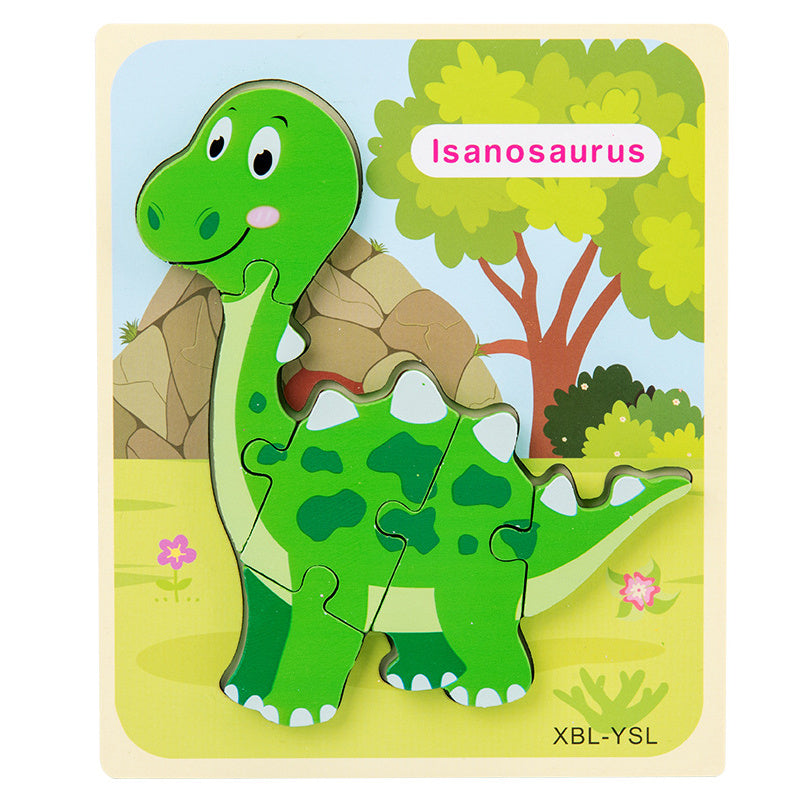 Puzzle 3D en bois pour bébé, dessin animé dinosaure, jouets éducatifs Montessori pour enfants, apprentissage précoce