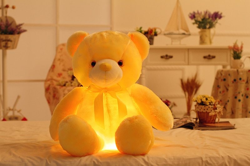 Créatif éclairage LED ours en peluche animaux en peluche jouet coloré brillant cadeau de noël pour enfants oreiller