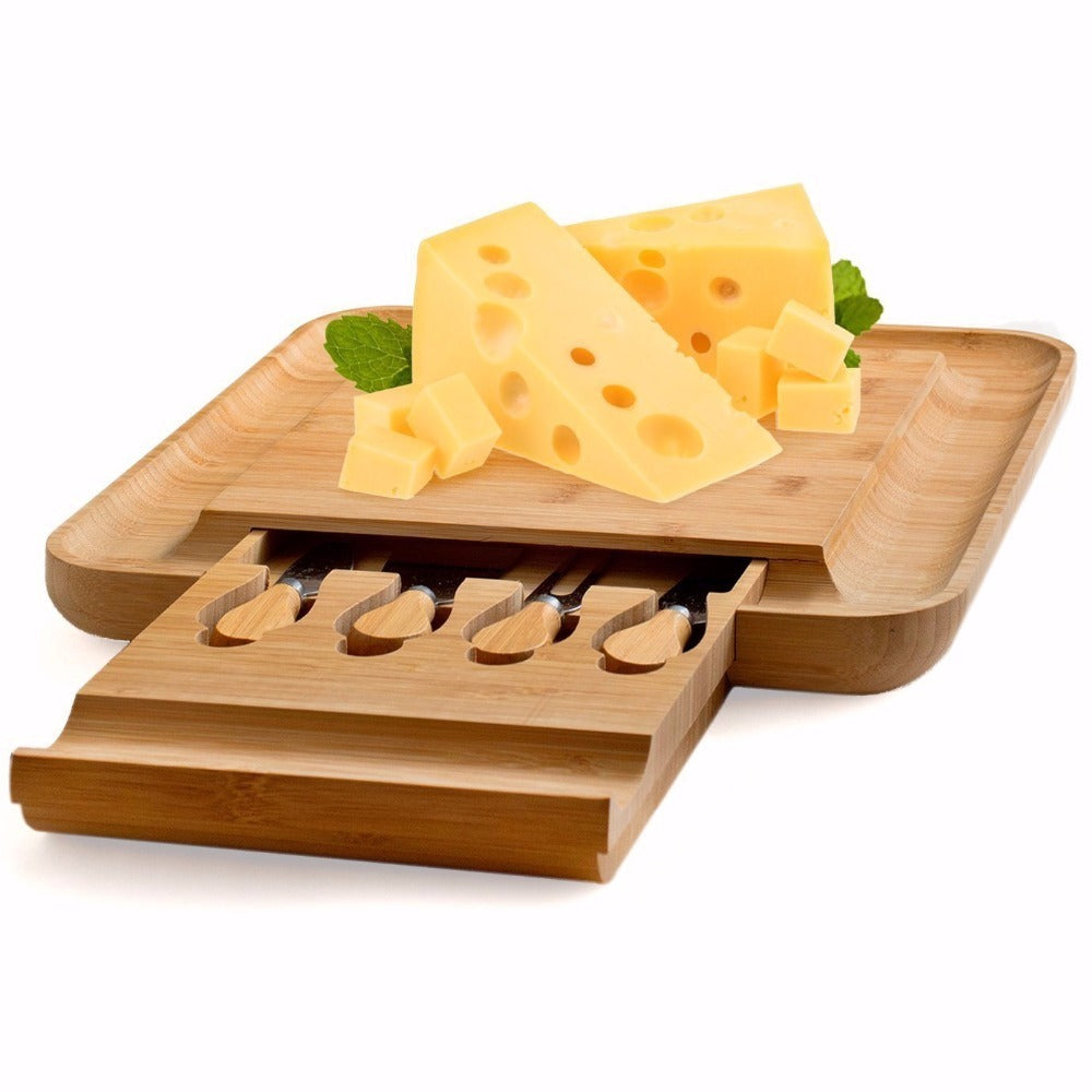 Tabla de cortar multiusos, cajón para cuchillos, tabla para cortar queso, cuadrada