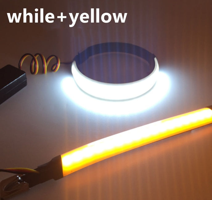 Anillo de luz de giro LED modificado para motocicleta, dos colores, amortiguador de impacto frontal, señal de giro modificada