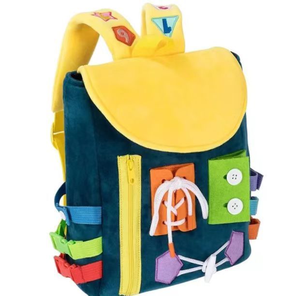 Sac à dos pour tout-petits, avec boucles et jouets d'activités d'apprentissage, développe les compétences de base
