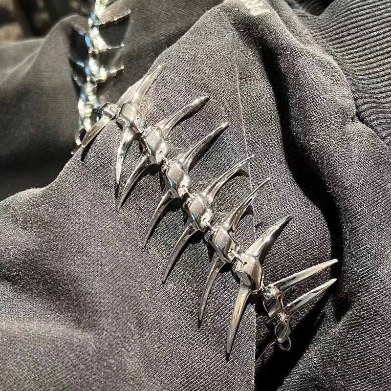 Silver Thorn Horn Thorn Fishbone Bracelet