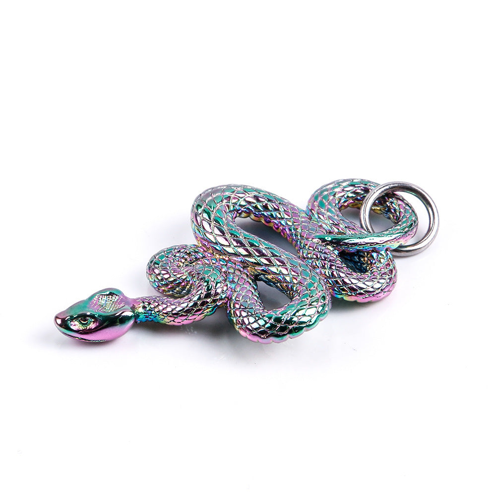 Adorno Collar de acero de titanio con colgante creativo en forma de serpiente animal de acero inoxidable