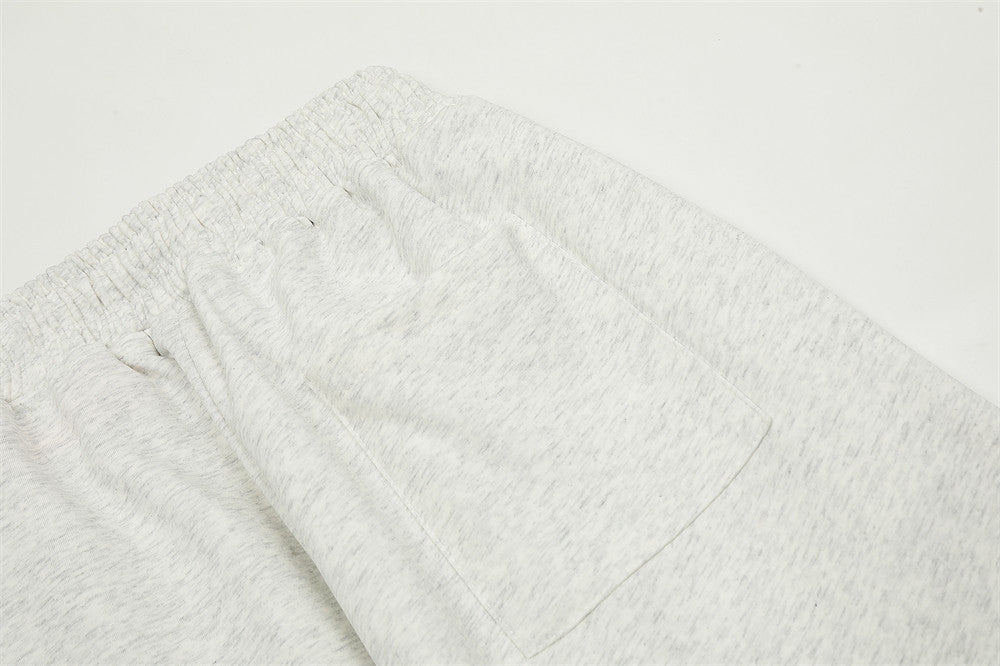 Simple Embroidered Loose Straight Velvet Trousers
