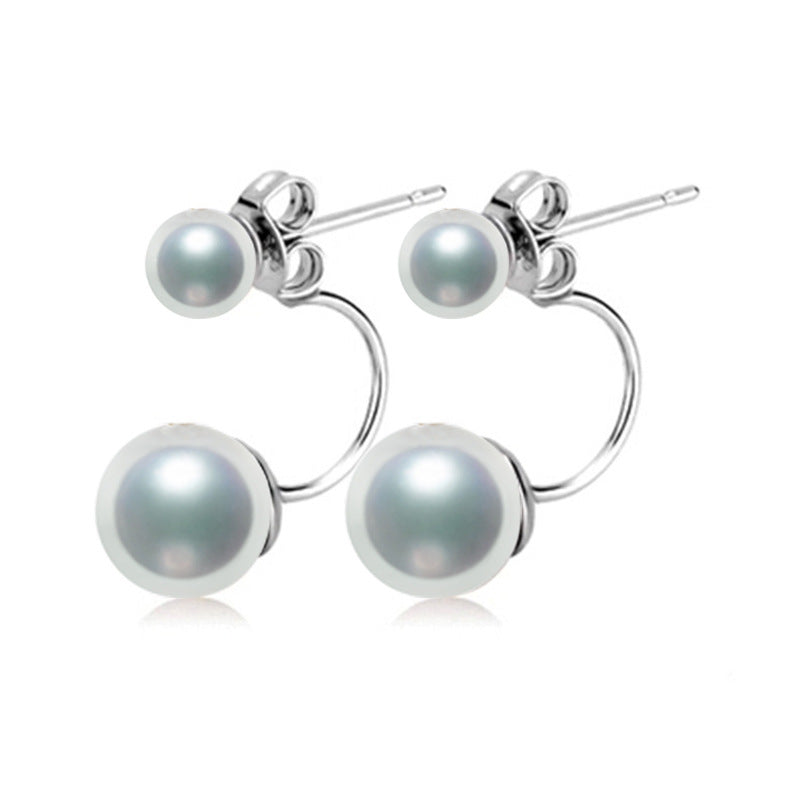 Boucles d'oreilles Double perle en argent S925 pour femme