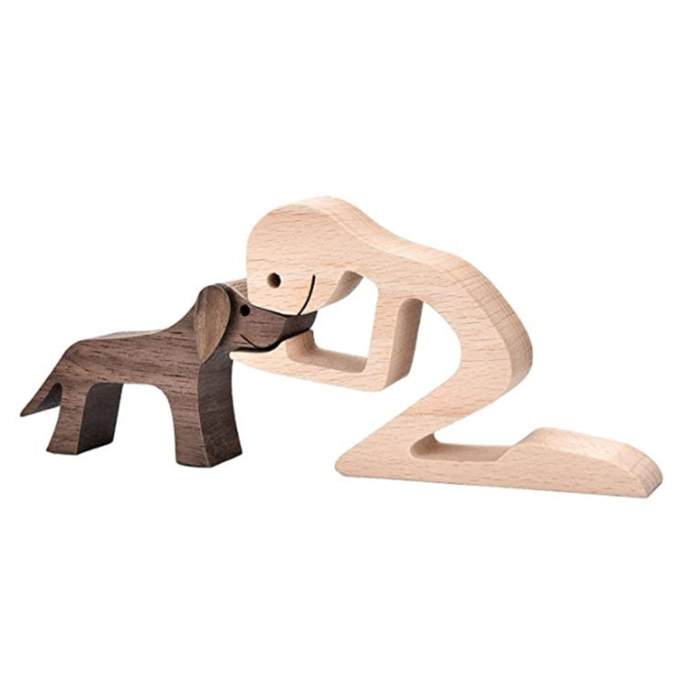 Figurine de chien en bois à faire soi-même, Sculpture de décoration de maison, un homme et un chien, Sculpture en bois, cadeaux de noël, modèle de décoration