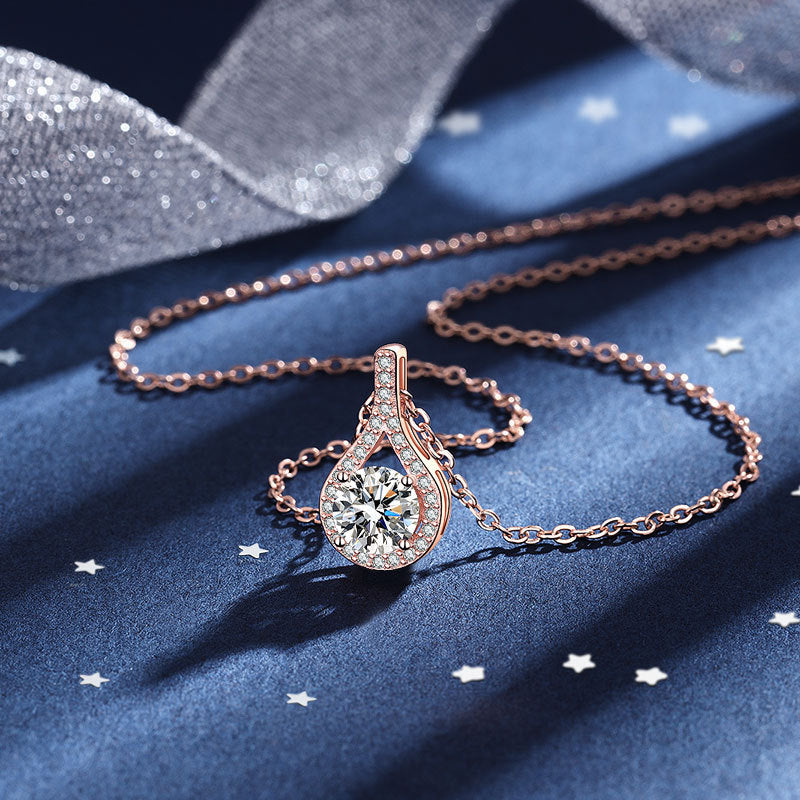 Collier pendentif goutte d'eau à Six griffes en argent Moissanite S925