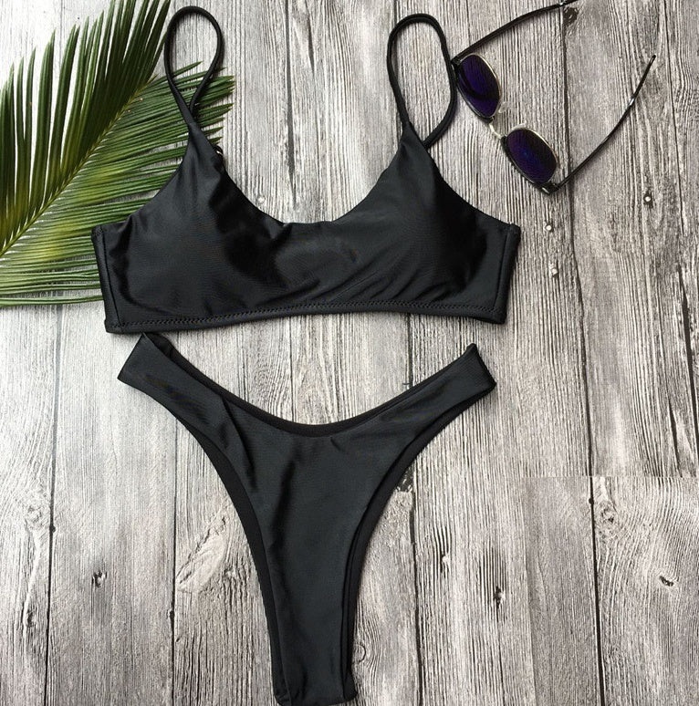 Maillot de bain nouveau maillot de bain modèles d'explosion européens et américains bikini dames maillot de bain couleur unie maillot de bain