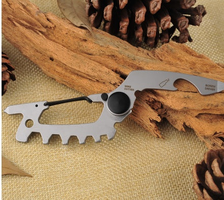 Llavero multifunción con artilugios geométricos, anillo metálico, mosquetón, destornillador edc