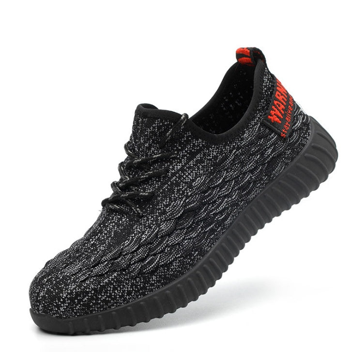 Zapatos de seguro laboral transpirables de verano de malla tejida con mosca para hombres