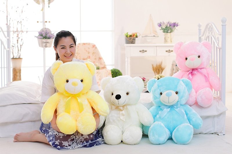 Créatif éclairage LED ours en peluche animaux en peluche jouet coloré brillant cadeau de noël pour enfants oreiller